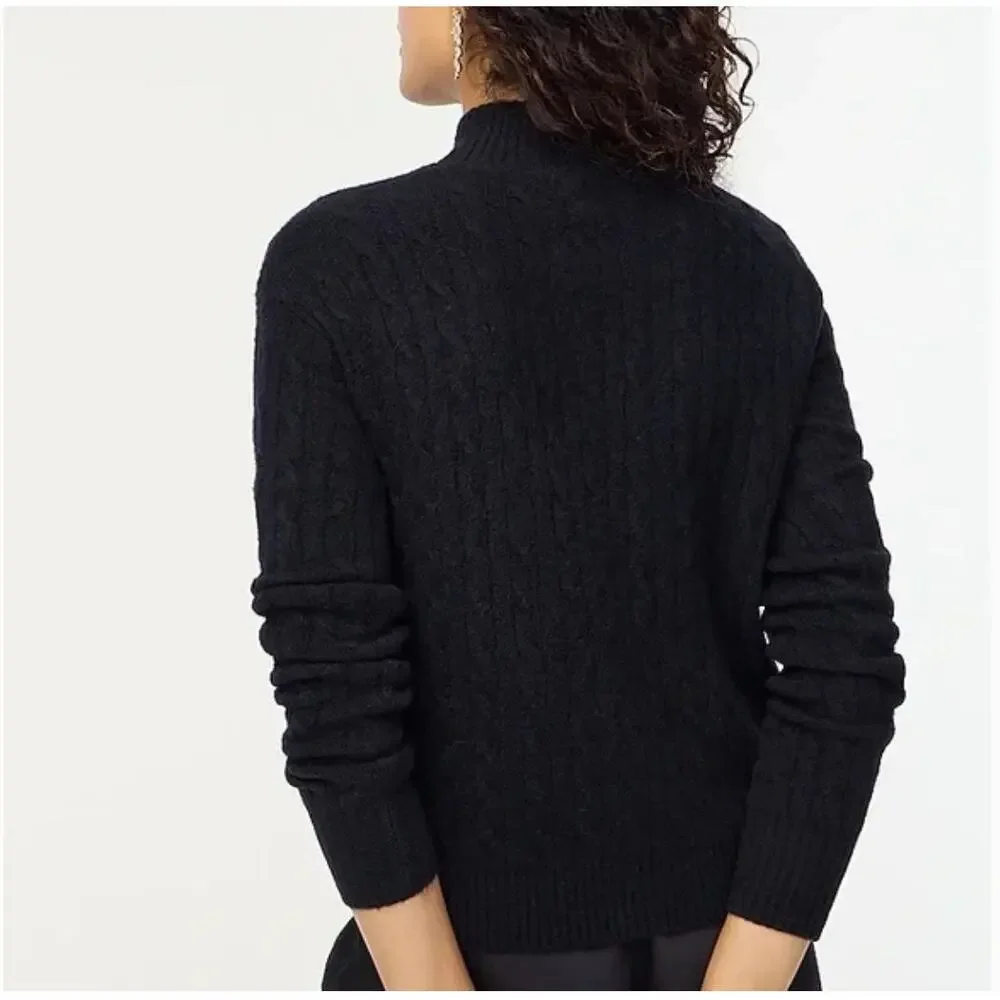 J. Crew Women's Black Cable-Knit Crewneck Sweater